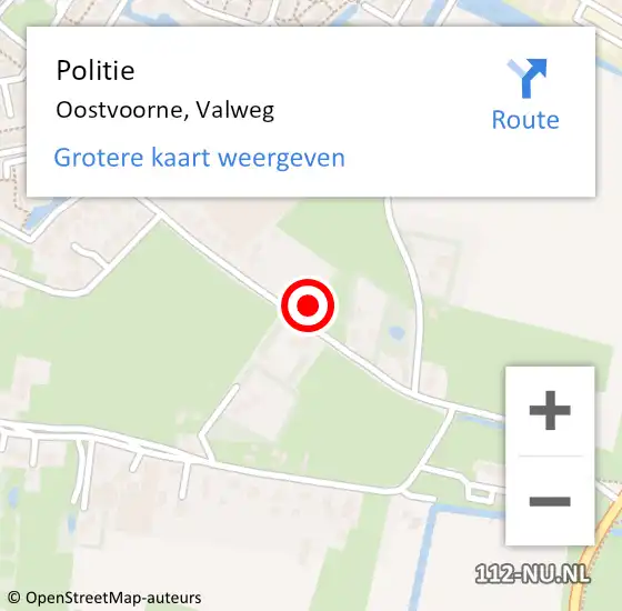 Locatie op kaart van de 112 melding: Politie Oostvoorne, Valweg op 21 juli 2021 12:08