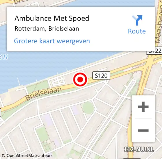 Locatie op kaart van de 112 melding: Ambulance Met Spoed Naar Rotterdam, Brielselaan op 21 juli 2021 12:21