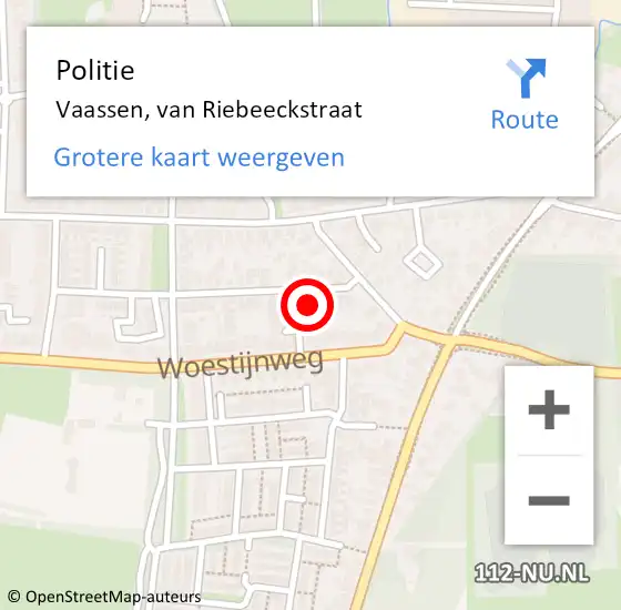 Locatie op kaart van de 112 melding: Politie Vaassen, van Riebeeckstraat op 21 juli 2021 12:32