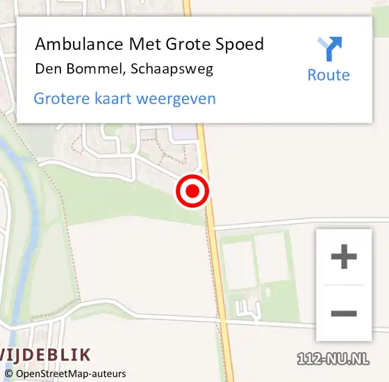 Locatie op kaart van de 112 melding: Ambulance Met Grote Spoed Naar Den Bommel, Schaapsweg op 21 juli 2021 12:33