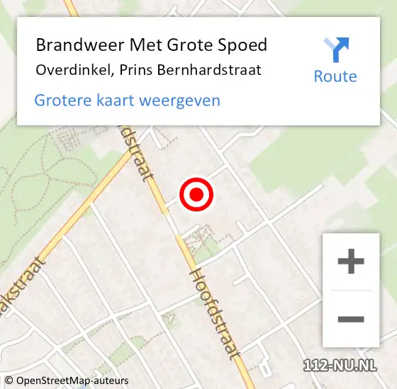 Locatie op kaart van de 112 melding: Brandweer Met Grote Spoed Naar Overdinkel, Prins Bernhardstraat op 17 juni 2014 09:12