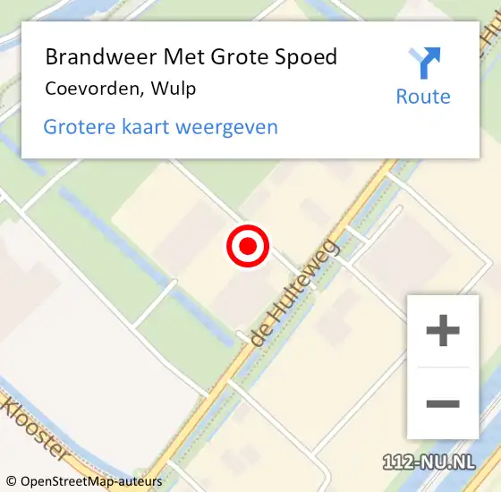 Locatie op kaart van de 112 melding: Brandweer Met Grote Spoed Naar Coevorden, Wulp op 21 juli 2021 13:17