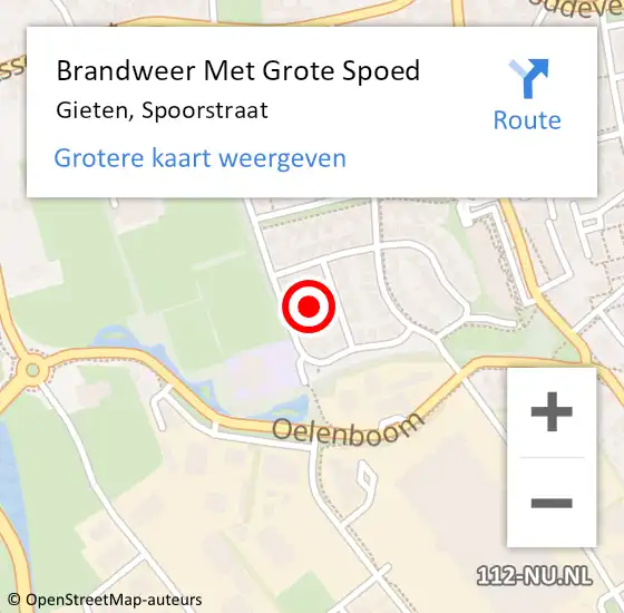 Locatie op kaart van de 112 melding: Brandweer Met Grote Spoed Naar Gieten, Spoorstraat op 21 juli 2021 13:18