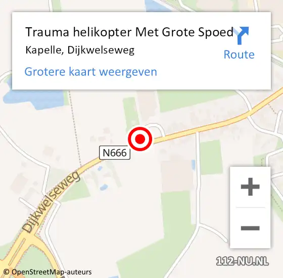 Locatie op kaart van de 112 melding: Trauma helikopter Met Grote Spoed Naar Kapelle, Dijkwelseweg op 21 juli 2021 13:29