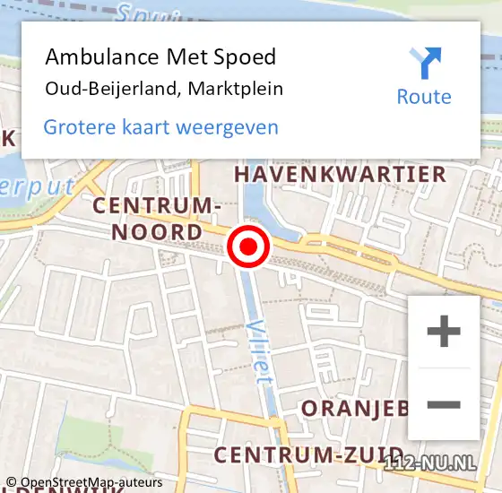 Locatie op kaart van de 112 melding: Ambulance Met Spoed Naar Oud-Beijerland, Marktplein op 21 juli 2021 13:37