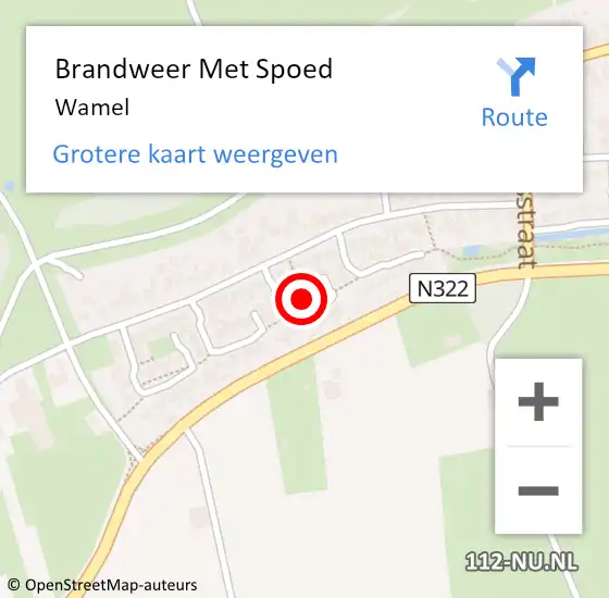 Locatie op kaart van de 112 melding: Brandweer Met Spoed Naar Wamel op 21 juli 2021 13:39