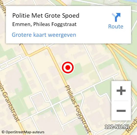 Locatie op kaart van de 112 melding: Politie Met Grote Spoed Naar Emmen, Phileas Foggstraat op 21 juli 2021 13:45