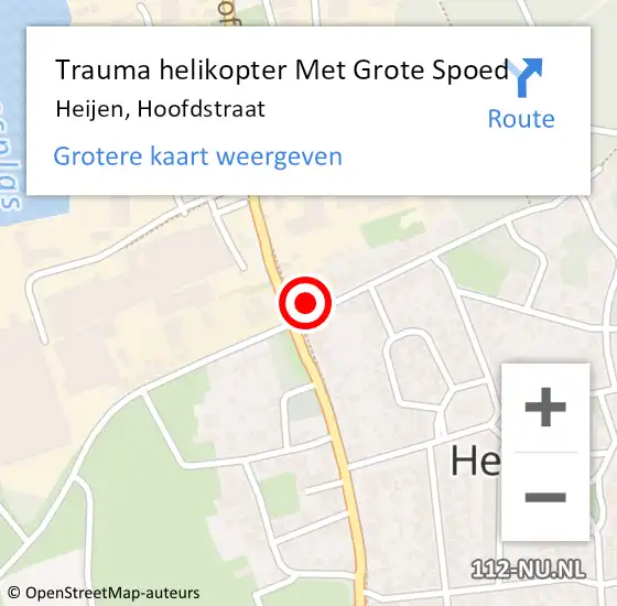 Locatie op kaart van de 112 melding: Trauma helikopter Met Grote Spoed Naar Heijen, Hoofdstraat op 21 juli 2021 13:47