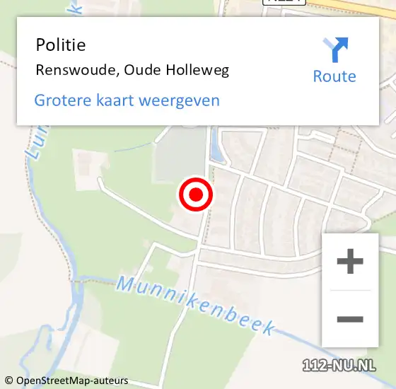 Locatie op kaart van de 112 melding: Politie Renswoude, Oude Holleweg op 21 juli 2021 13:48