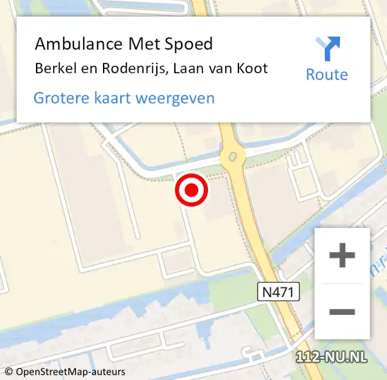 Locatie op kaart van de 112 melding: Ambulance Met Spoed Naar Berkel en Rodenrijs, Laan van Koot op 21 juli 2021 13:50