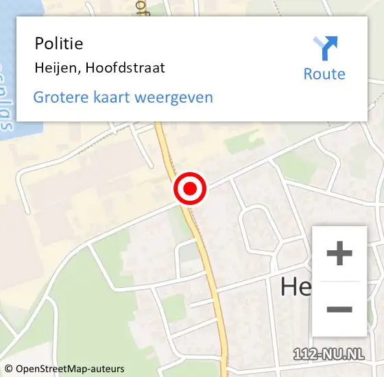 Locatie op kaart van de 112 melding: Politie Heijen, Hoofdstraat op 21 juli 2021 13:54