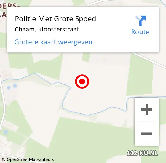 Locatie op kaart van de 112 melding: Politie Met Grote Spoed Naar Chaam, Kloosterstraat op 21 juli 2021 14:00