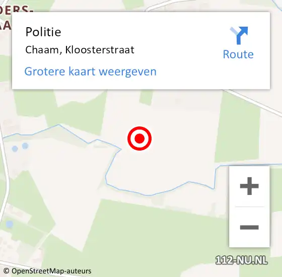 Locatie op kaart van de 112 melding: Politie Chaam, Kloosterstraat op 21 juli 2021 14:00