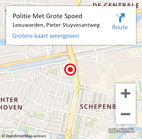 Locatie op kaart van de 112 melding: Politie Met Grote Spoed Naar Leeuwarden, Pieter Stuyvesantweg op 21 juli 2021 14:13