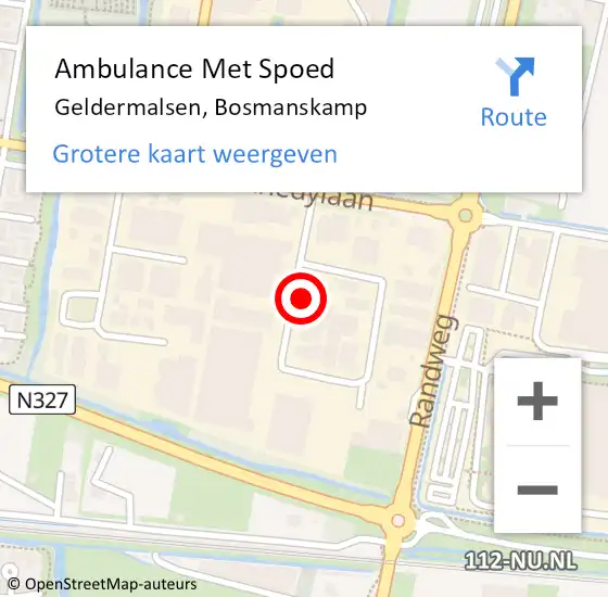 Locatie op kaart van de 112 melding: Ambulance Met Spoed Naar Geldermalsen, Bosmanskamp op 21 juli 2021 14:18