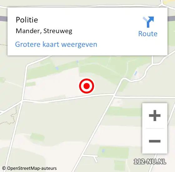 Locatie op kaart van de 112 melding: Politie Mander, Streuweg op 21 juli 2021 14:30