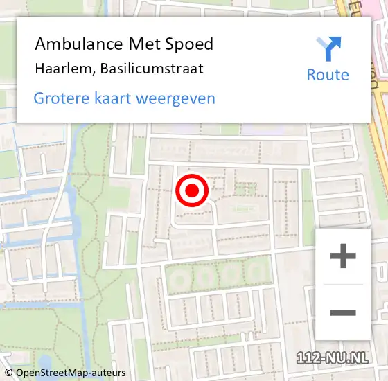 Locatie op kaart van de 112 melding: Ambulance Met Spoed Naar Haarlem, Basilicumstraat op 21 juli 2021 14:36