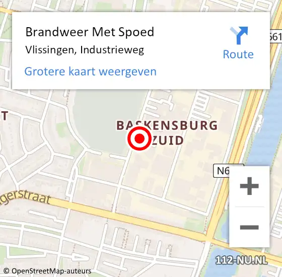 Locatie op kaart van de 112 melding: Brandweer Met Spoed Naar Vlissingen, Industrieweg op 21 juli 2021 14:46