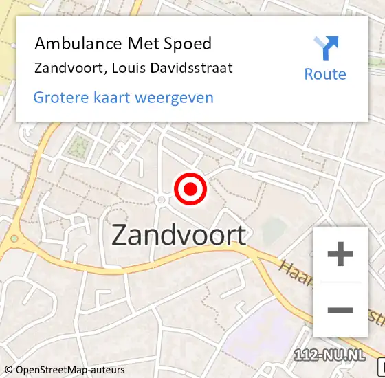 Locatie op kaart van de 112 melding: Ambulance Met Spoed Naar Zandvoort, Louis Davidsstraat op 21 juli 2021 14:50