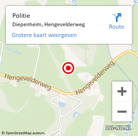 Locatie op kaart van de 112 melding: Politie Diepenheim, Hengevelderweg op 21 juli 2021 14:55