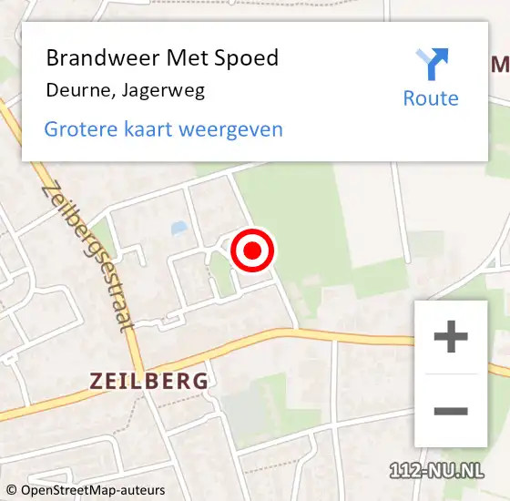 Locatie op kaart van de 112 melding: Brandweer Met Spoed Naar Deurne, Jagerweg op 21 juli 2021 14:58