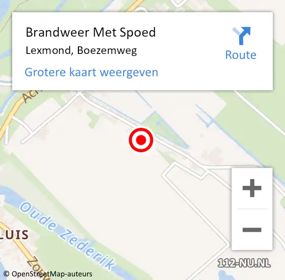 Locatie op kaart van de 112 melding: Brandweer Met Spoed Naar Lexmond, Boezemweg op 21 juli 2021 15:02