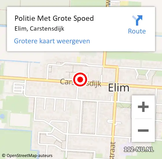 Locatie op kaart van de 112 melding: Politie Met Grote Spoed Naar Elim, Carstensdijk op 21 juli 2021 15:18