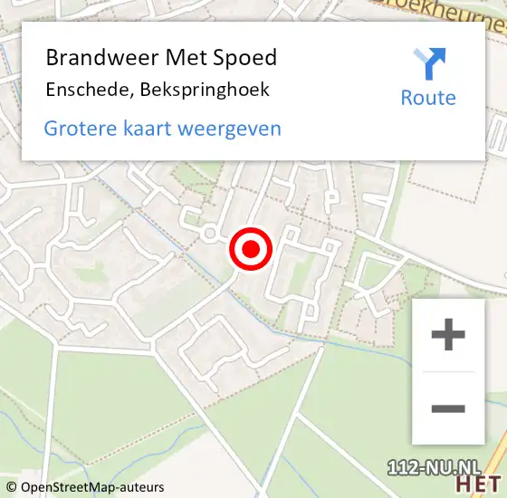Locatie op kaart van de 112 melding: Brandweer Met Spoed Naar Enschede, Bekspringhoek op 21 juli 2021 15:21