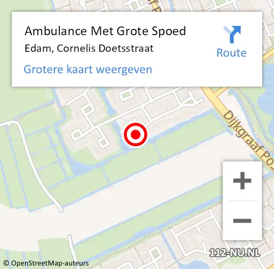 Locatie op kaart van de 112 melding: Ambulance Met Grote Spoed Naar Edam, Cornelis Doetsstraat op 21 juli 2021 15:35