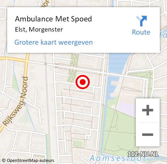Locatie op kaart van de 112 melding: Ambulance Met Spoed Naar Elst, Morgenster op 21 juli 2021 15:38
