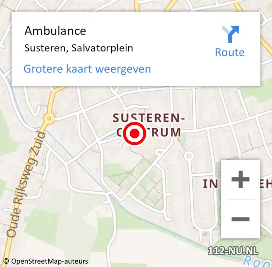 Locatie op kaart van de 112 melding: Ambulance Susteren, Salvatorplein op 17 juni 2014 09:36