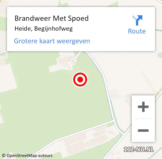 Locatie op kaart van de 112 melding: Brandweer Met Spoed Naar Heide, Begijnhofweg op 21 juli 2021 15:57