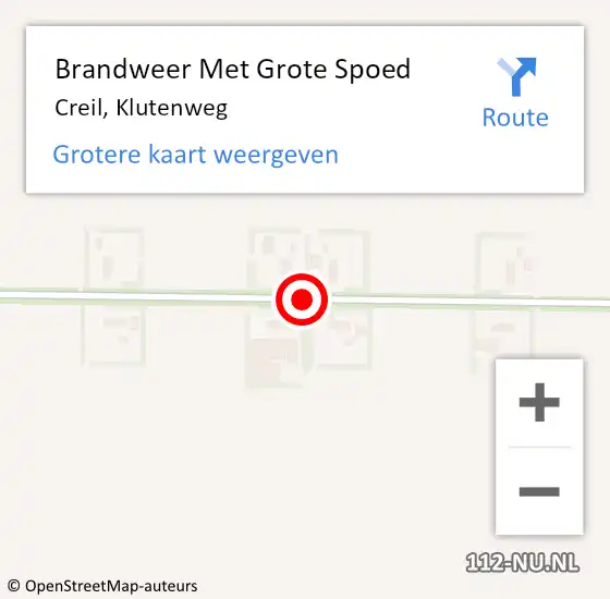 Locatie op kaart van de 112 melding: Brandweer Met Grote Spoed Naar Creil, Klutenweg op 17 juni 2014 09:37