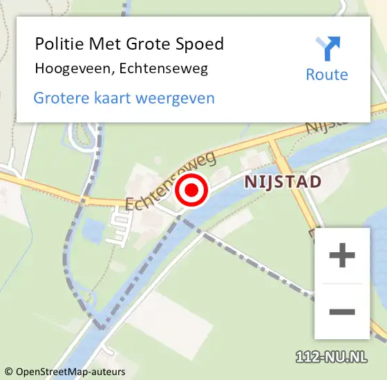 Locatie op kaart van de 112 melding: Politie Met Grote Spoed Naar Hoogeveen, Echtenseweg op 21 juli 2021 16:13