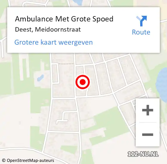 Locatie op kaart van de 112 melding: Ambulance Met Grote Spoed Naar Deest, Meidoornstraat op 21 juli 2021 16:13