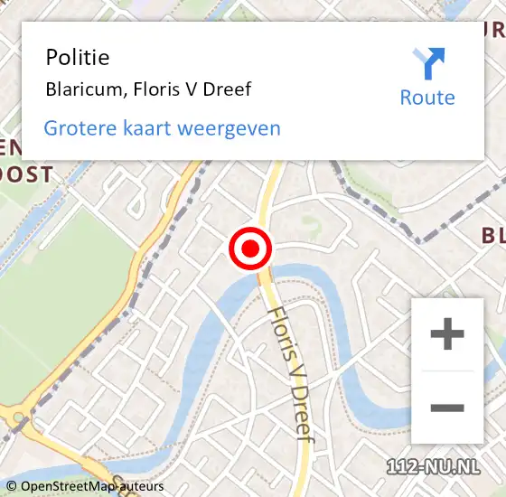 Locatie op kaart van de 112 melding: Politie Blaricum, Floris V Dreef op 21 juli 2021 16:17