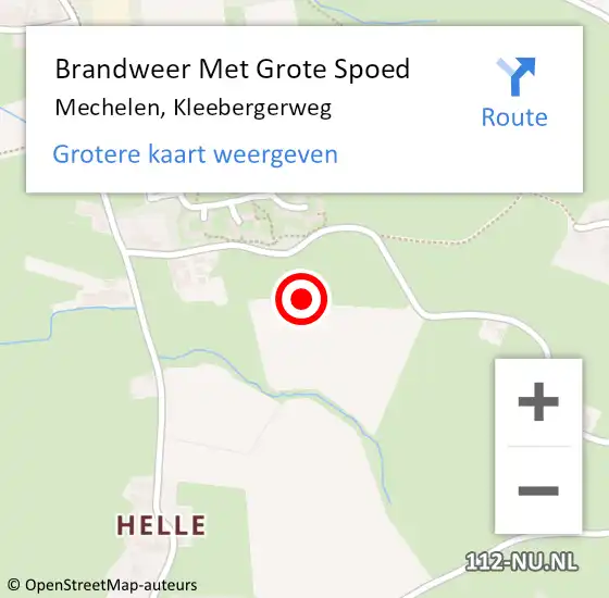 Locatie op kaart van de 112 melding: Brandweer Met Grote Spoed Naar Mechelen, Kleebergerweg op 21 juli 2021 16:19