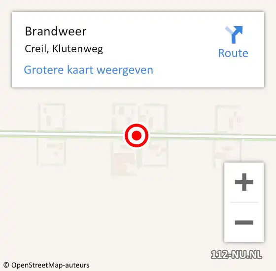 Locatie op kaart van de 112 melding: Brandweer Creil, Klutenweg op 17 juni 2014 09:39