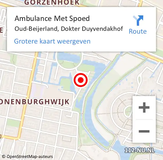 Locatie op kaart van de 112 melding: Ambulance Met Spoed Naar Oud-Beijerland, Dokter Duyvendakhof op 21 juli 2021 16:26