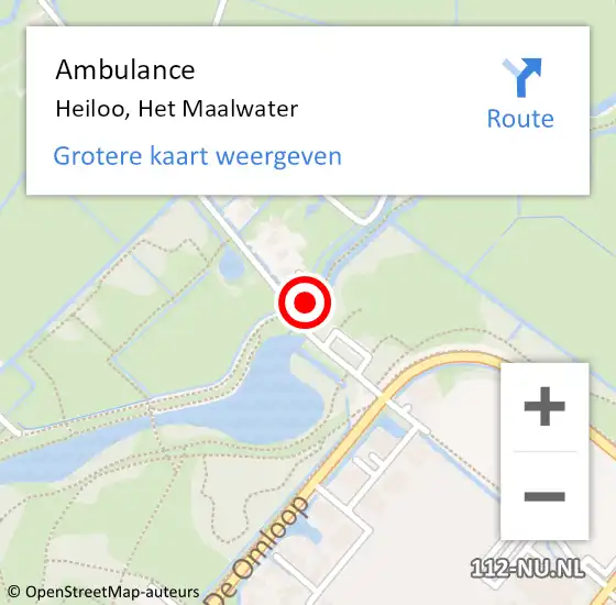 Locatie op kaart van de 112 melding: Ambulance Heiloo, Het Maalwater op 21 juli 2021 16:29