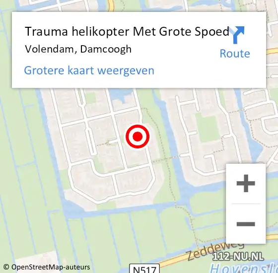 Locatie op kaart van de 112 melding: Trauma helikopter Met Grote Spoed Naar Volendam, Damcoogh op 21 juli 2021 16:34