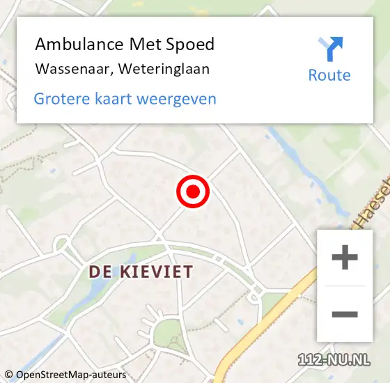 Locatie op kaart van de 112 melding: Ambulance Met Spoed Naar Wassenaar, Weteringlaan op 21 juli 2021 16:40