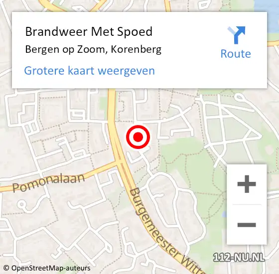 Locatie op kaart van de 112 melding: Brandweer Met Spoed Naar Bergen op Zoom, Korenberg op 21 juli 2021 16:49