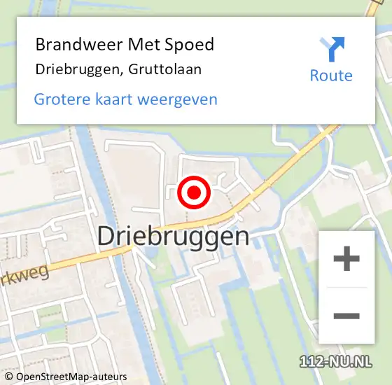 Locatie op kaart van de 112 melding: Brandweer Met Spoed Naar Driebruggen, Gruttolaan op 21 juli 2021 17:09