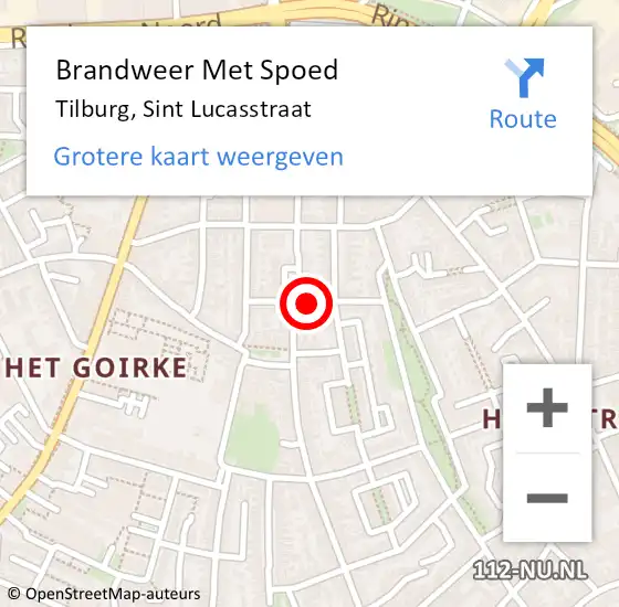 Locatie op kaart van de 112 melding: Brandweer Met Spoed Naar Tilburg, Sint Lucasstraat op 21 juli 2021 17:09