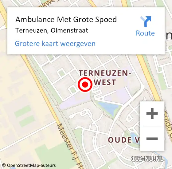 Locatie op kaart van de 112 melding: Ambulance Met Grote Spoed Naar Terneuzen, Olmenstraat op 5 oktober 2013 11:30