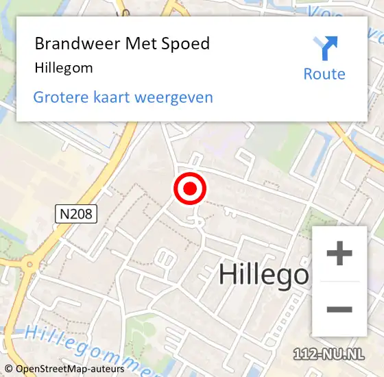 Locatie op kaart van de 112 melding: Brandweer Met Spoed Naar Hillegom op 21 juli 2021 17:26