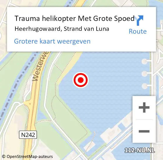 Locatie op kaart van de 112 melding: Trauma helikopter Met Grote Spoed Naar Heerhugowaard, Strand van Luna op 21 juli 2021 17:50