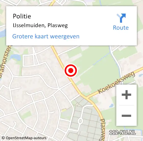 Locatie op kaart van de 112 melding: Politie IJsselmuiden, Plasweg op 21 juli 2021 17:54