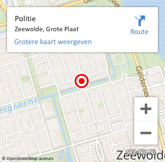 Locatie op kaart van de 112 melding: Politie Zeewolde, Grote Plaat op 21 juli 2021 18:04